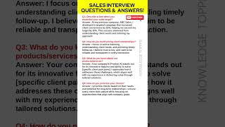 Sales Interview Questions and Answers  Interview Questions and Answers for Sales Job [upl. by Zeni]