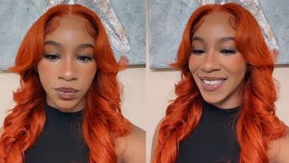 START TO FINISH 13X6 GINGER WIG INSTALL with BOMBSHELL CURLS [upl. by Aeslehc]