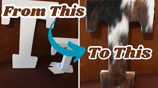 How To Apply Cowhide To An Initial Letter DIYdiy decoration hobbylobby howto [upl. by Ihcur]