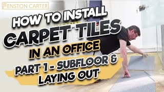 How to install carpet tiles in an office  part 1  subfloor and laying out [upl. by Chainey]