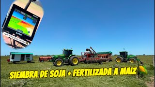 SIEMBRA DE SOJA  FERTILIZADA A MAÍZ 🌽 [upl. by Trina]