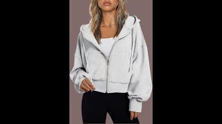 Trendy Queen Hoodies for Women Full Zip Up Cropped Sweatshirts Jackets Casual Comfy Gym Tops Fall Ou [upl. by Salhcin]