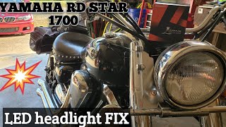 Yamaha Road Star 1700 LED headlight swap 2helpzone [upl. by Isaiah729]