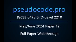 Solved Paper MayJune 2024 Paper 12 IGCSE 0478  OLevel 2210 [upl. by Erkan997]