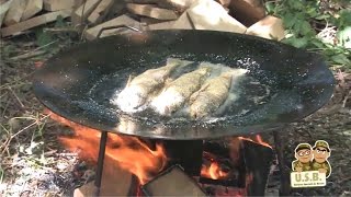 Trout in corn flour crust vegetables on disc and polenta in the cauldron  US de BUCATE ep38 [upl. by Werner]