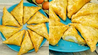 Puff pastry egg triangles light and delicious [upl. by Higginbotham]