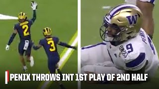 PENIX THROWS INTERCEPTION ON THE FIRST PLAY OF THE SECOND HALF 🤯  ESPN College Football [upl. by Eillat]