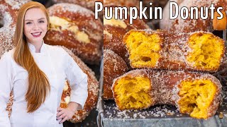 The BEST Pumpkin Donuts 2Ways Classic Cinnamon Sugar or Stuffed [upl. by Shinberg]