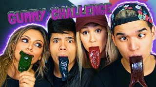 GUMMY TONGUE CHALLENGE ft LaurDIY DTrix amp Bethany Mota [upl. by Rochus]