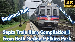 Its Horn Time Septa Train Horn Compilation From Both Merion amp Elkins Park [upl. by Iidnarb]