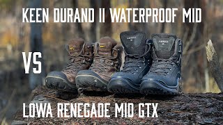 Hiking Boot Showdown  Keen Durand II Mid Waterproof Vs Lowa Renegade GTX Mid comparison review [upl. by Nnor967]