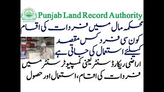 How many typekind of fardat  فردکی اقسام in Punjab land record authority Arazi Record center [upl. by Arelus148]