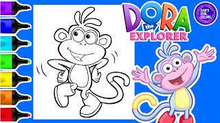 Coloring Boots Dancing Dora the Explorer Coloring Page Markers [upl. by Tezile485]