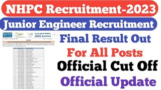 NHPC JE Final Result OutFor All BranchesNHPC JE Result OutOfficial Update [upl. by Newo]