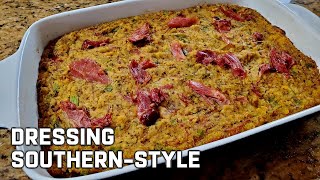 Southern Cornbread Dressing Recipe  Thanksgiving Cornbread Dressing with Smoked Turkey [upl. by Sualkin]