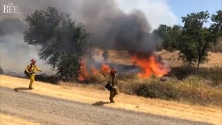 Smoke and Fire Visible For Miles Causing Major Traffic Jam In Sacramento California [upl. by Aikrahs]