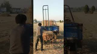 Square wheat straw bundling car artifact automobile machine [upl. by Atinek]