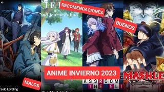 ANIMES INVIERNO 2023 RECOMENDABLES CRÍTICA BUENOS MALOS anime sololeveling frieren mashle [upl. by Ellecrad]