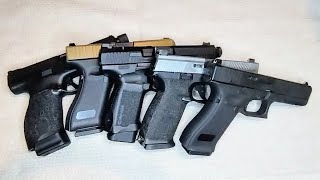 Review 5 airsoft strikerfired pistols to choose Ghk G17 gen5 Umarex G19x Vfc FNS9 P10C TP9 [upl. by Odrarebe]