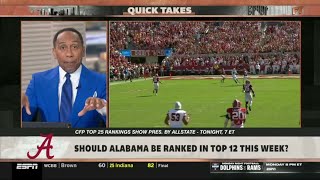 FIRST TAKE  Should Alabama be ranked in Top 12 for CFB rankings this week  Stephen A debates [upl. by Darcie896]