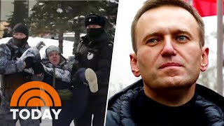 Hundreds detained in Russia at events honoring Alexei Navalny [upl. by Ragen22]