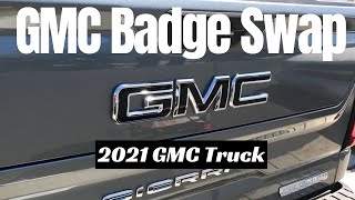 2021 GMC Truck Debadge swap out the GMC logo on tailgate [upl. by Ellenad]