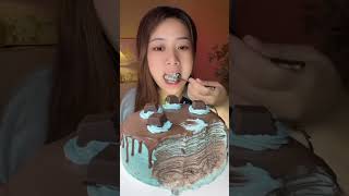 Crepe cake🎂 mukbang crepecake mintchocolate cake food eatingsounds asmr cr kwaii app [upl. by Aleacem]