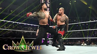 Roman Reigns enters the match ON FIRE Crown Jewel 2024 highlights [upl. by Pulchia508]