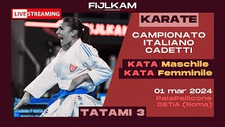 KARATE  Campionato Italiano Cadetti 2024  Day1 Kata  Tatami3 [upl. by Schindler]