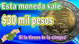 🤑Monedas de 5 pesos que valen miles de pesos🤑 Tal vez tienes una [upl. by Jobe]