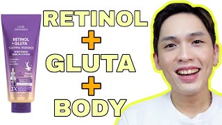 RETINOL  GLUTA SA BODY LUXE ORGANIX RETINOL  GLUTA SERUM LOTION REVIEW  SIR LAWRENCE [upl. by Arquit]