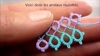 Frivolité  tuto du roulotté [upl. by Ameluz]