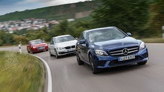 2019 Mercedes C220d Estate vs 2018 Audi A4 Avant 20 TDI vs 2018 BMW 320d Touring [upl. by Lak]