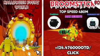 Halloween Event World  BroomStick  Cauldron Pet amp Race Clicker Roblox 80 [upl. by Nichols]