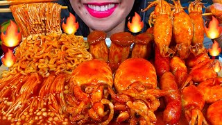 ASMR SPICY SEAFOOD BOIL  FIRE NOODLES makanan laut pedas 먹방 MUKBANG MASSIVE Eating Sounds [upl. by Hepsibah715]