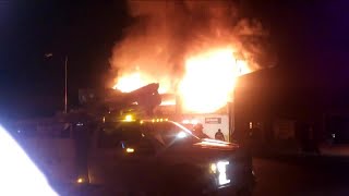 Firefighters battle massive fire overnight in downtown Glendive [upl. by Julina489]