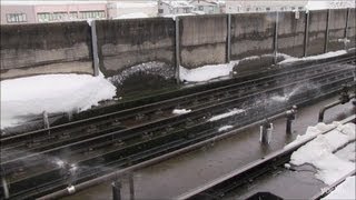 融雪スプリンクラー（北越急行ほくほく線）雪国の雪対策 Railroad track Sprinkler Melt snow [upl. by Aenat]