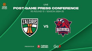 Žalgiris  Baskonia  Press Conference  EuroLeague 202425 Round 12 [upl. by Anbul864]