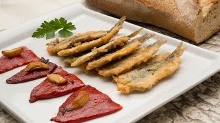 Receta de anchoas rebozadas con piquillos confitados  Karlos Arguiñano [upl. by Eitsirk469]