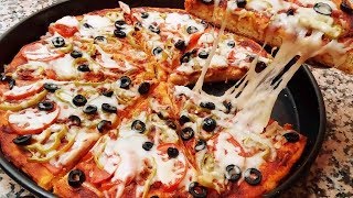 Recette Facile de Pizza Maison SEMOULE Cuisine Marocaine 200 [upl. by Panthea]