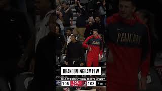 Brandon Ingram CLUTCH shot vs Trail Blazers pelicans nba [upl. by Einafit]