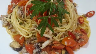 Spaghetti with seaFood  simple recipe  Chef jcorbizo [upl. by Lohcin]