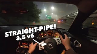 LOUD NISSAN 350Z  POV NIGHT DRIVE Binaural Audio [upl. by Nisaj]