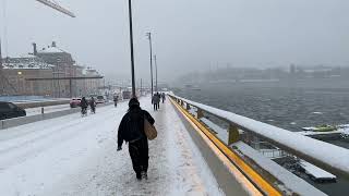 Stockholm Slussen â€morning commuteâ€ 17 January [upl. by Yelyac7]