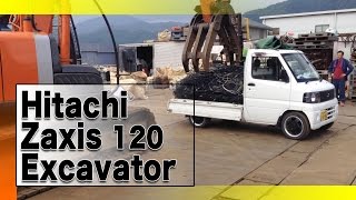 〇ユンボ・フォーク（ハサミ）で一瞬荷降ろし【Hitachi Zaxis 120】 [upl. by Eimac645]