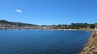 Vista del Parador de Baiona desde el espigón del puerto  4K [upl. by Drews]