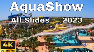 AquaShow 2024 Algarve Albulfeira Portugal  All WaterSlides [upl. by Ainehs]