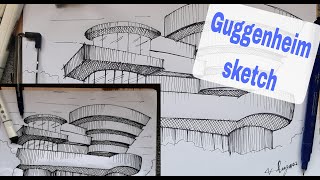 Guggenheim museum sketchvery easy and amazing result [upl. by Livvy]