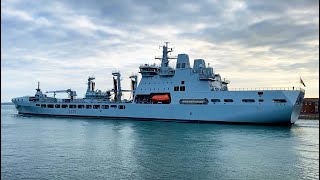 RFA Tidesurge dusk departure from Portsmouth [upl. by Nielson]