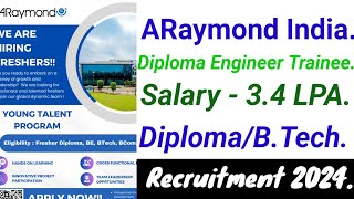 ARaymond India Recruitment 2024 araymond job jobsearch recruitment [upl. by Mozes]